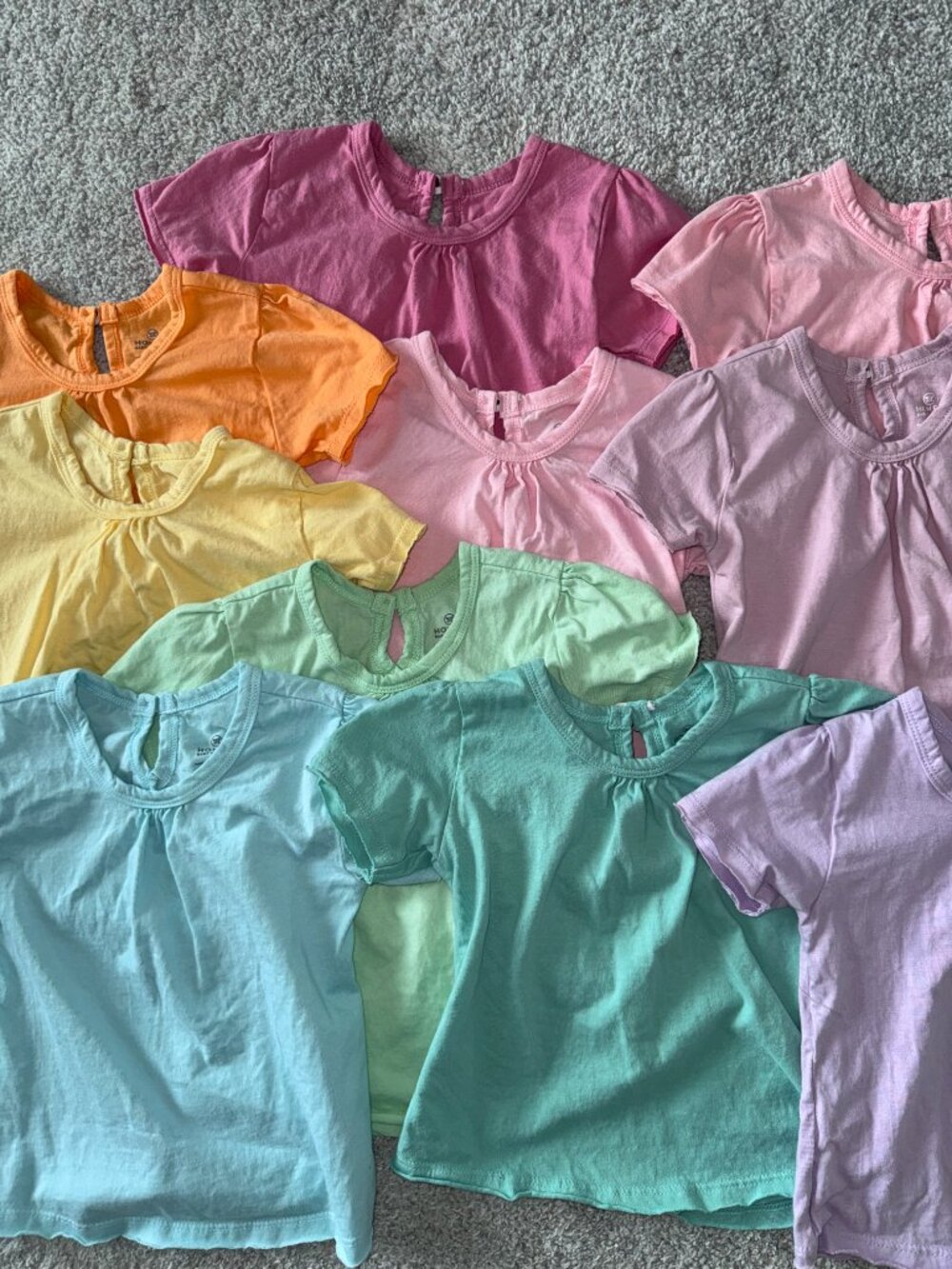 Girls 3T HonestBaby 100% Organic Cotton Toddler 10-Pack Puff Sleeve T-Shirts - Picture 4 of 11